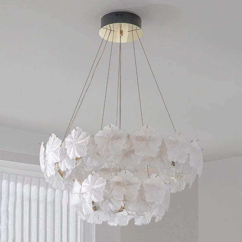 French Dome Snowflake Double Layer Iron Glass Chandelier