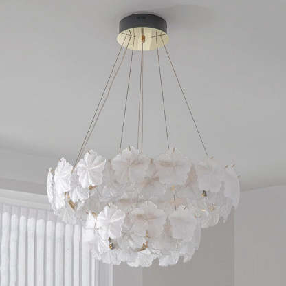 French Dome Snowflake Double Layer Iron Glass Chandelier