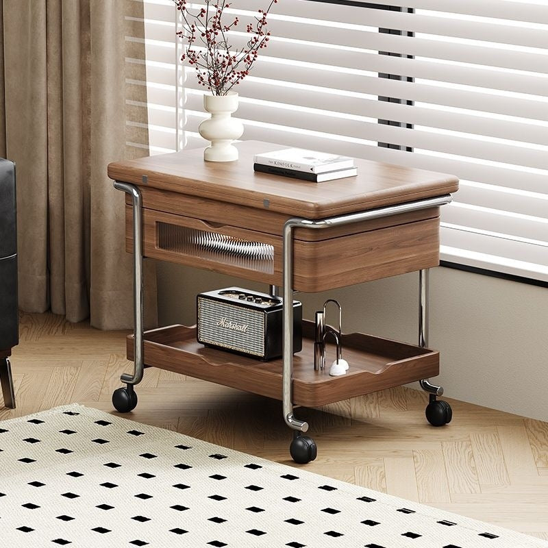 Retro Wood Iron Foldable Liftable Side Table 4-Tier — Liftable
