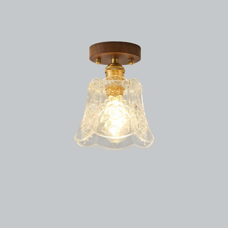 French Walnut Dome 1-Light Ceiling Light