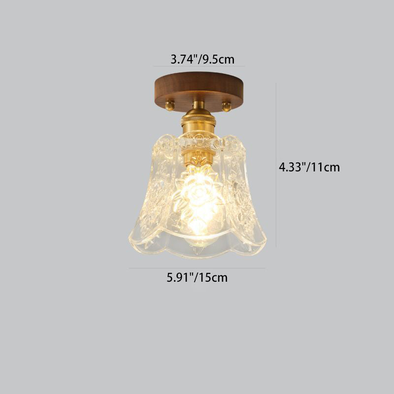 French Walnut Dome 1-Light Ceiling Light