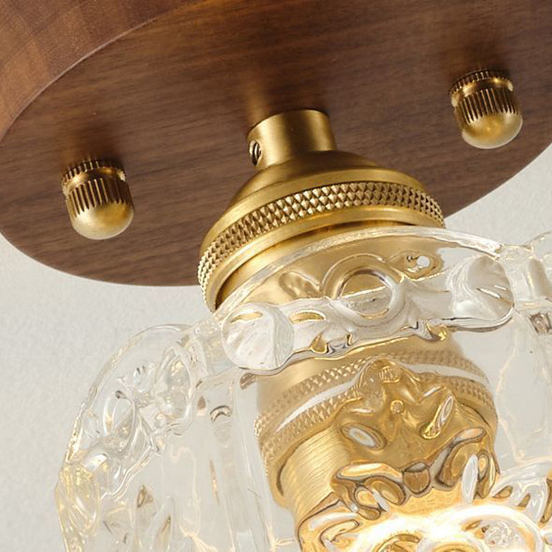 French Walnut Dome 1-Light Ceiling Light