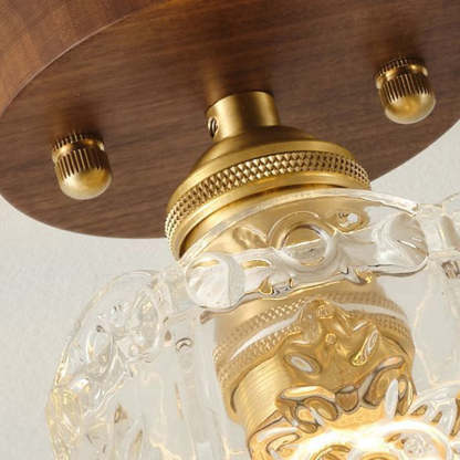 French Walnut Dome 1-Light Ceiling Light
