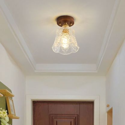 French Walnut Dome 1-Light Ceiling Light