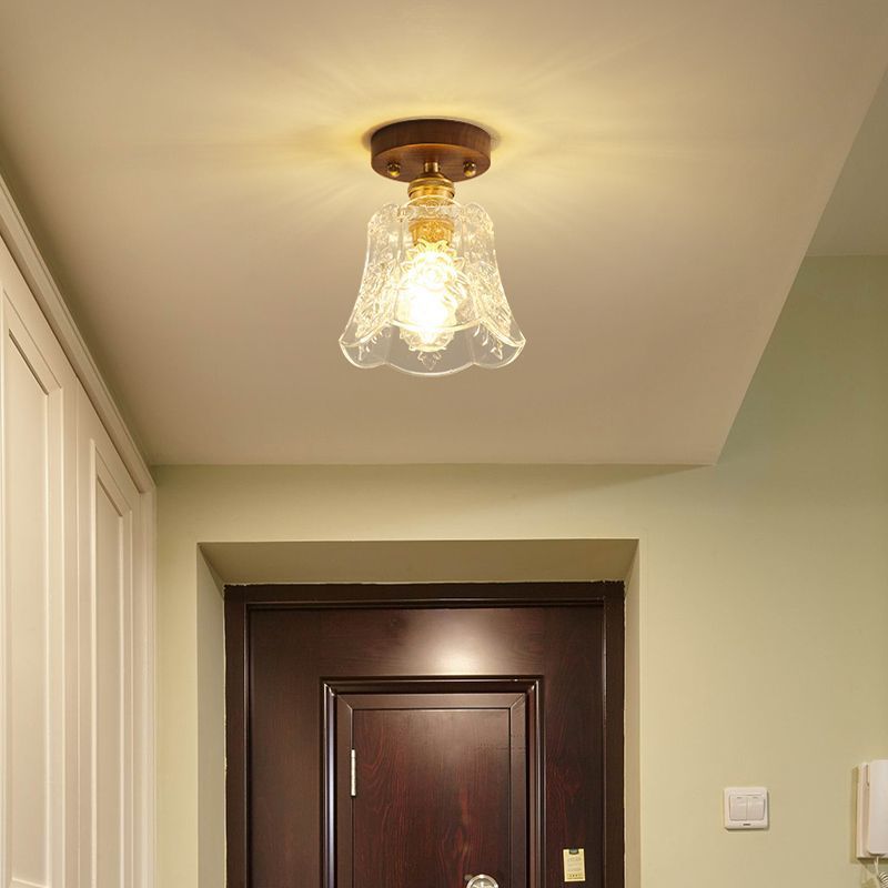 French Walnut Dome 1-Light Ceiling Light