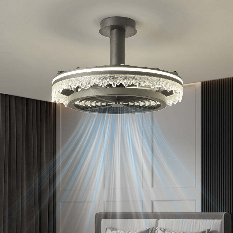 Nordic Dome Iron Acrylic Ice Texture LED Ceiling Fan Light