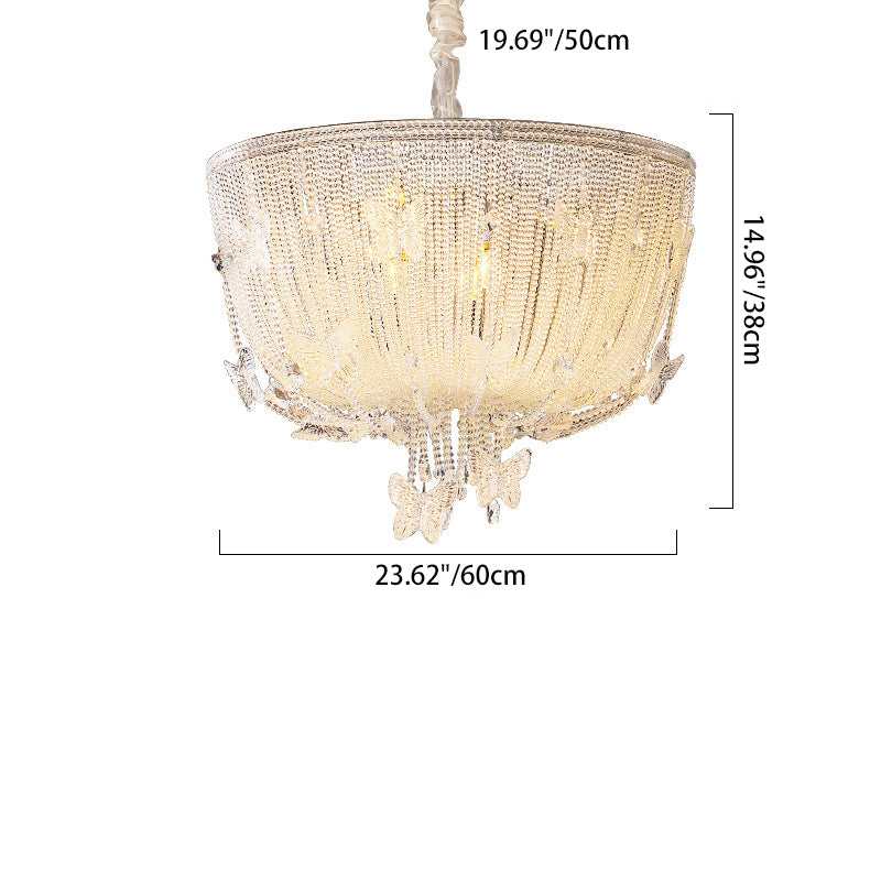 Modern Semicircle Butterflies Crystal Glass Chandelier