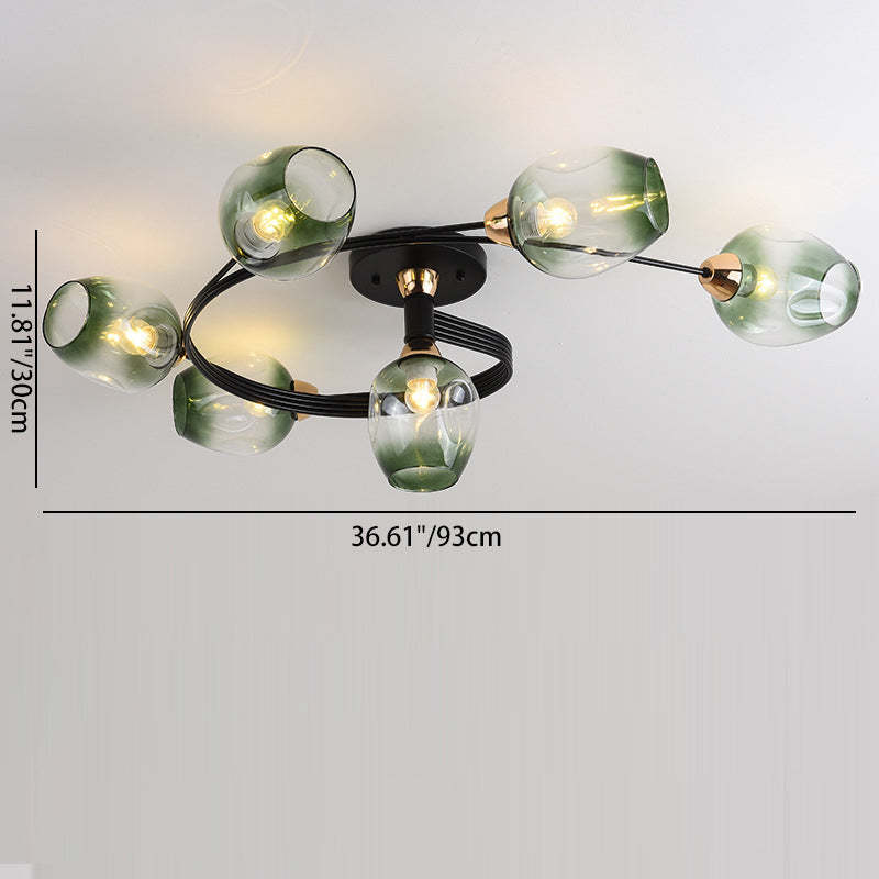 Nordic Gradient Iron Dome 4/6-Light Ceiling Light