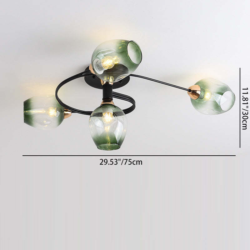 Nordic Gradient Iron Dome 4/6-Light Ceiling Light