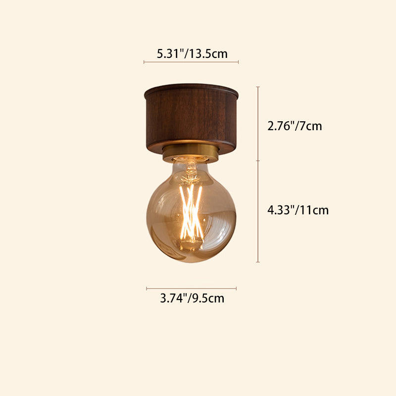 Contemporary Walnut Dome 1-Light Ceiling Light
