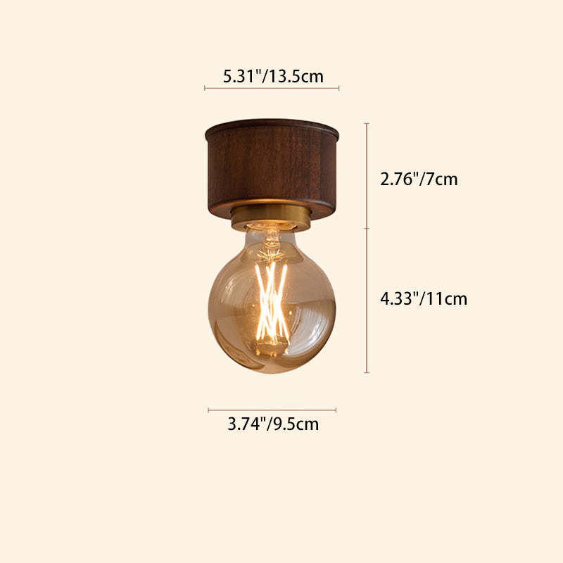 Contemporary Walnut Dome 1-Light Ceiling Light