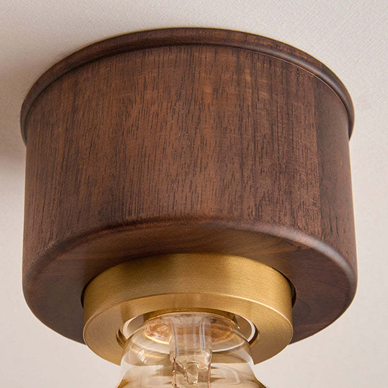 Contemporary Walnut Dome 1-Light Ceiling Light
