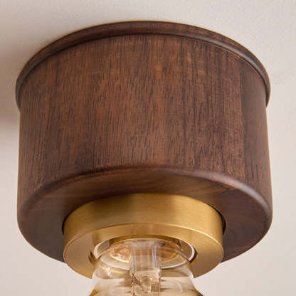 Contemporary Walnut Dome 1-Light Ceiling Light