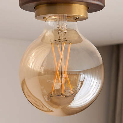 Contemporary Walnut Dome 1-Light Ceiling Light