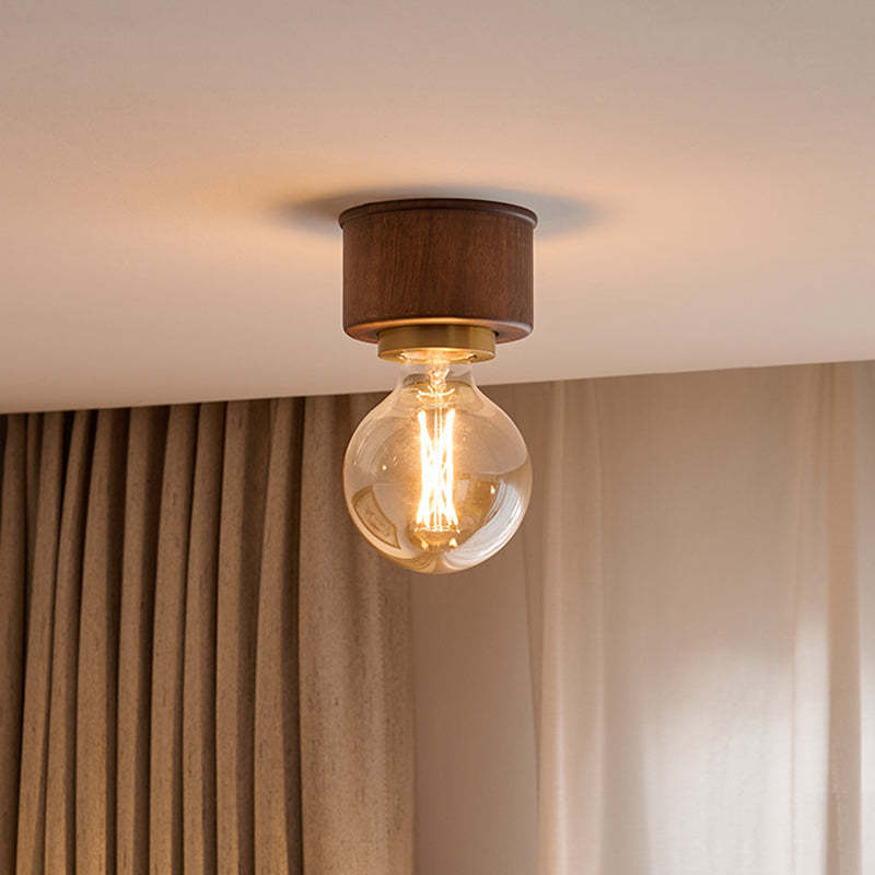 Contemporary Walnut Dome 1-Light Ceiling Light