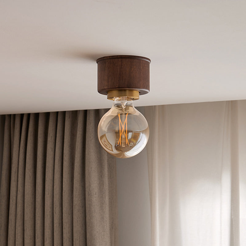 Contemporary Walnut Dome 1-Light Ceiling Light