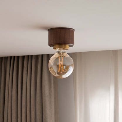 Contemporary Walnut Dome 1-Light Ceiling Light
