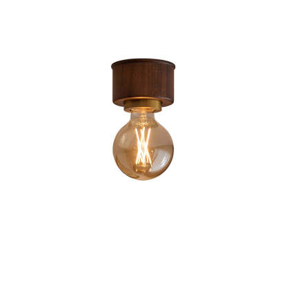 Contemporary Walnut Dome 1-Light Ceiling Light