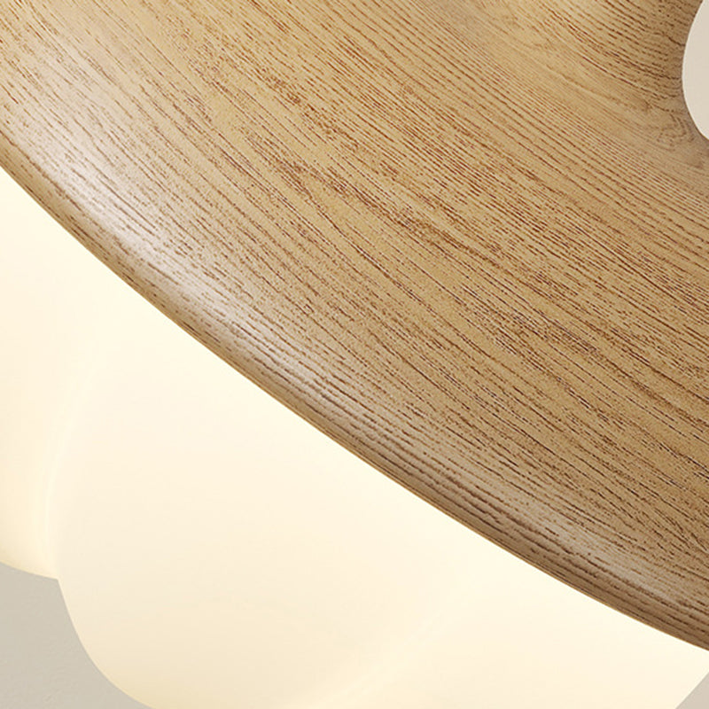 Japanese Dome Bud Rubber Wood LED Ceiling Light