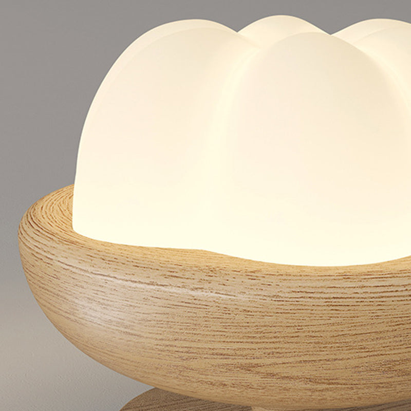 Japanese Dome Bud Rubber Wood LED Ceiling Light
