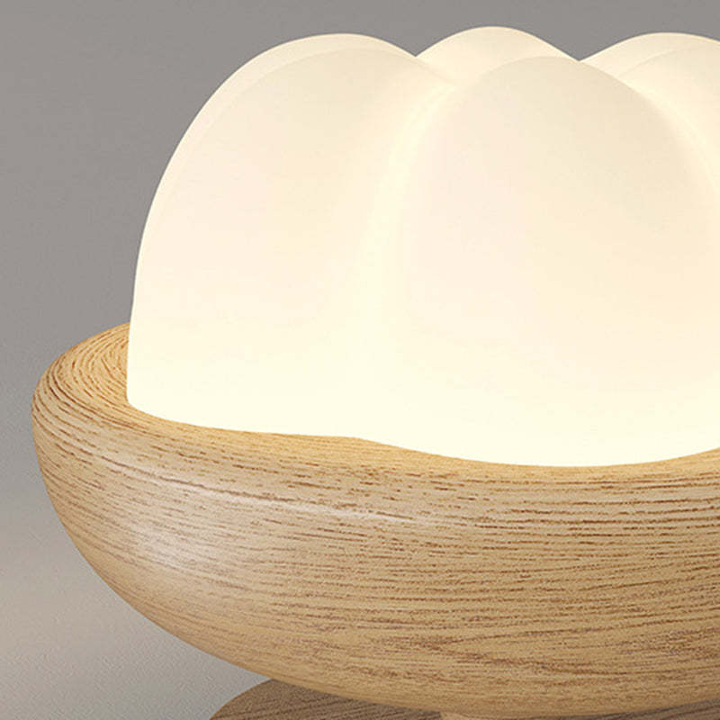 Japanese Dome Bud Rubber Wood LED Ceiling Light