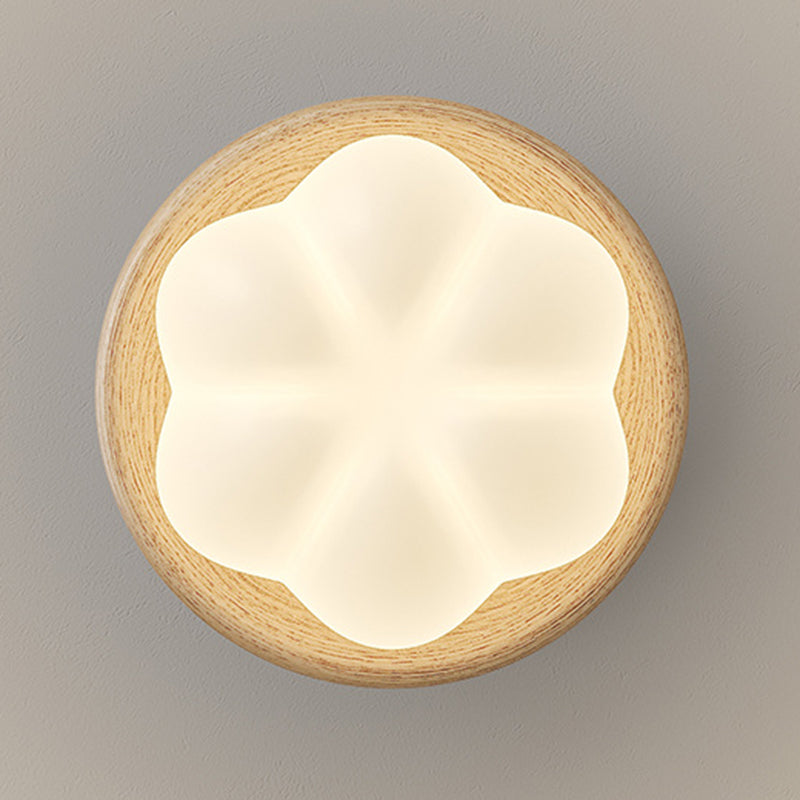 Japanese Dome Bud Rubber Wood LED Ceiling Light