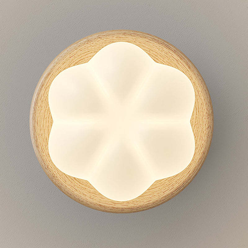 Japanese Dome Bud Rubber Wood LED Ceiling Light
