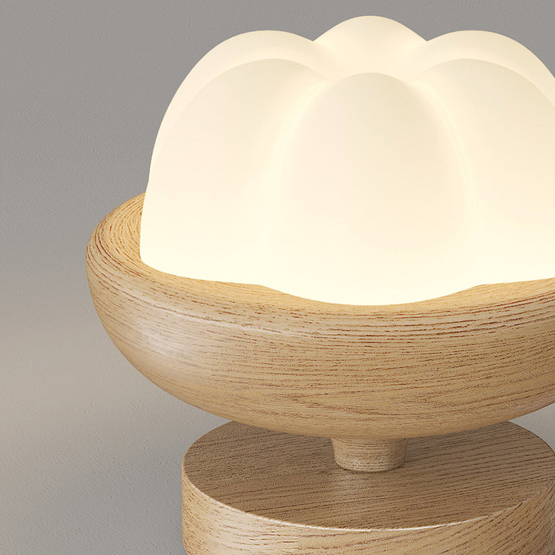 Japanese Dome Bud Rubber Wood LED Ceiling Light