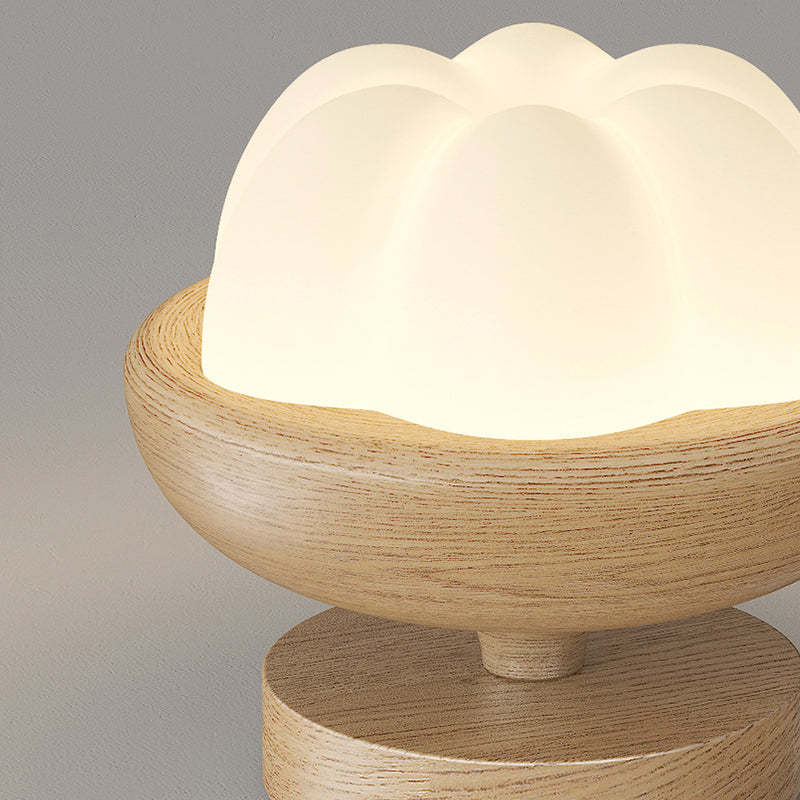 Japanese Dome Bud Rubber Wood LED Ceiling Light
