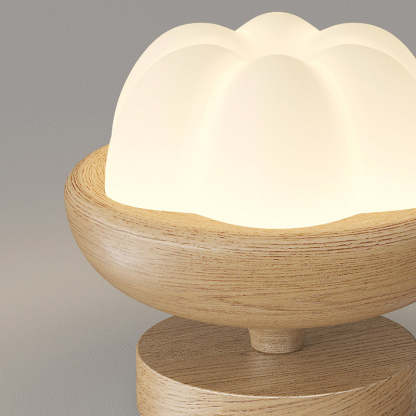 Japanese Dome Bud Rubber Wood LED Ceiling Light