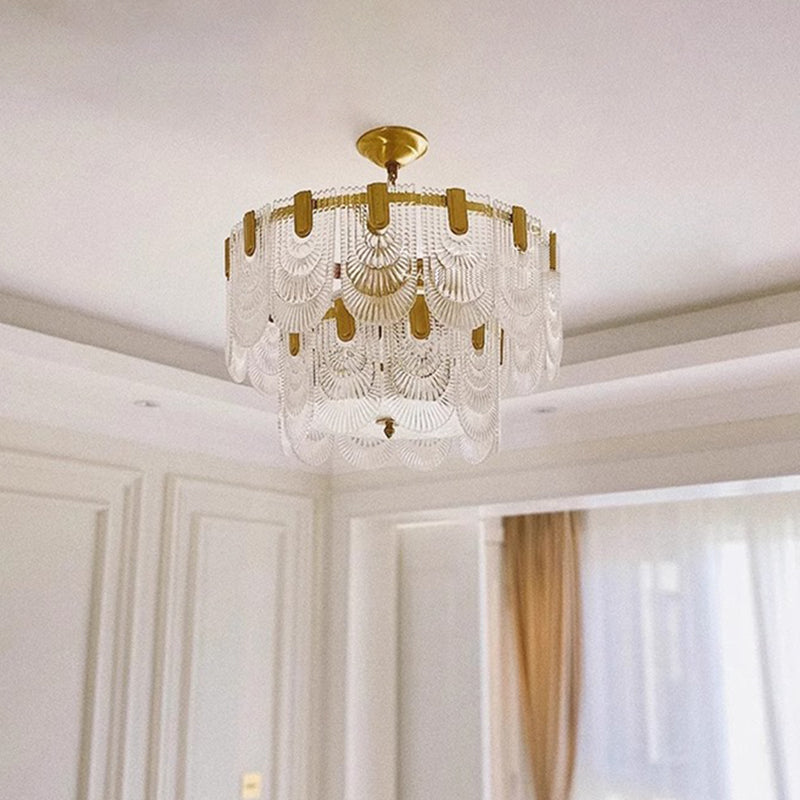 French Dome Double Layer Iron Glass Chandelier — 110V-120V For US/CA