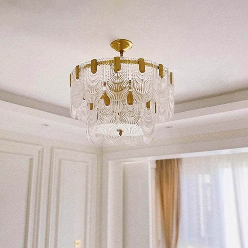French Dome Double Layer Iron Glass Chandelier — 110V-120V For US/CA