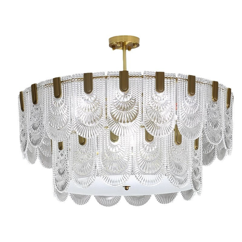 French Dome Double Layer Iron Glass Chandelier