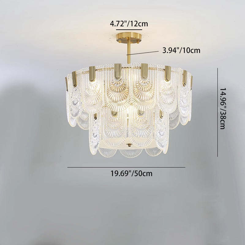 French Dome Double Layer Iron Glass Chandelier — 220V-240V For UK/AU