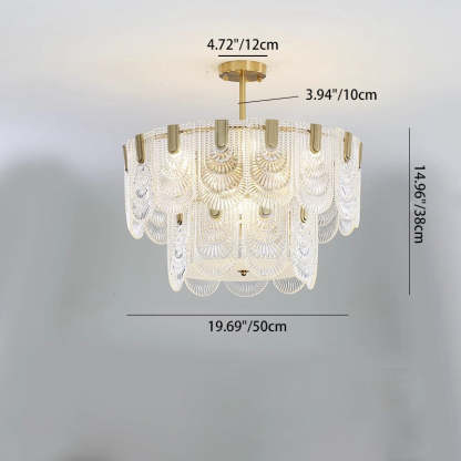 French Dome Double Layer Iron Glass Chandelier — 220V-240V For UK/AU