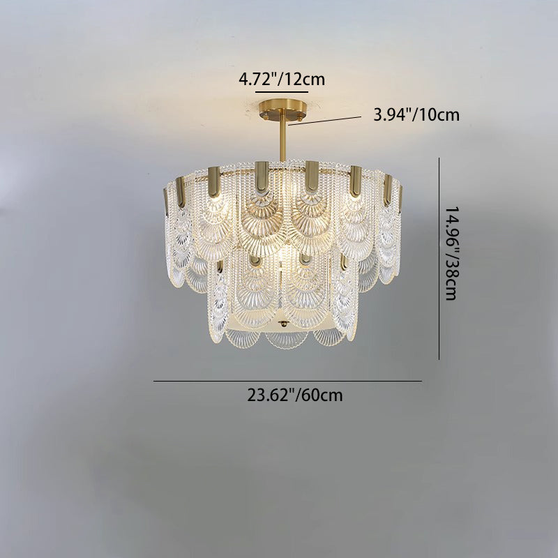 French Dome Double Layer Iron Glass Chandelier — 110V-120V For US/CA