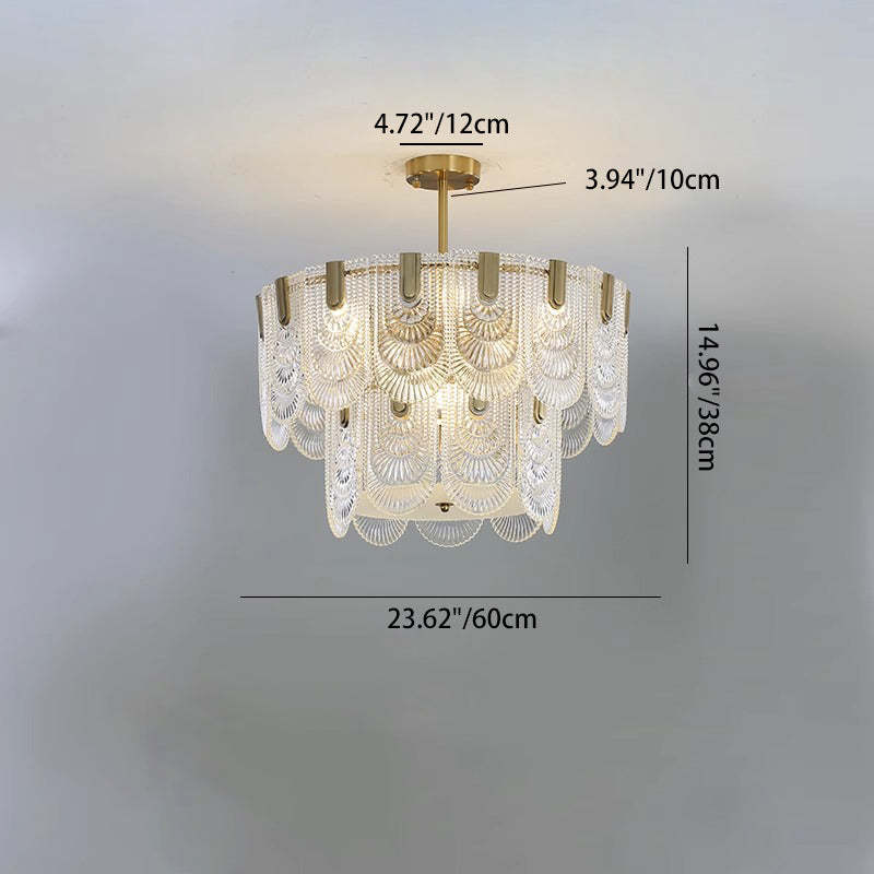 French Dome Double Layer Iron Glass Chandelier — 110V-120V For US/CA