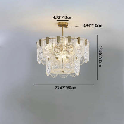French Dome Double Layer Iron Glass Chandelier — 110V-120V For US/CA