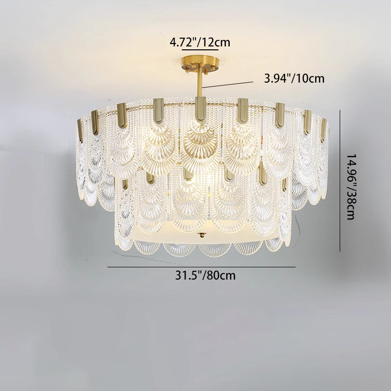 French Dome Double Layer Iron Glass Chandelier — 220V-240V For UK/AU