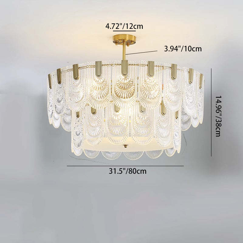 French Dome Double Layer Iron Glass Chandelier — 220V-240V For UK/AU