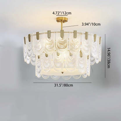 French Dome Double Layer Iron Glass Chandelier — 220V-240V For UK/AU