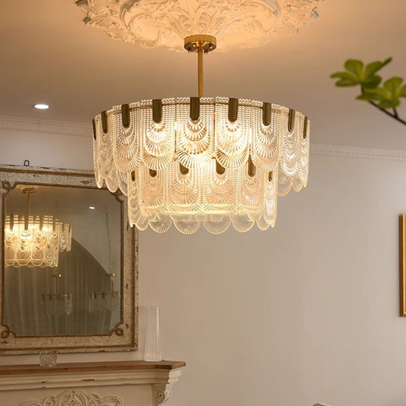 French Dome Double Layer Iron Glass Chandelier — 110V-120V For US/CA