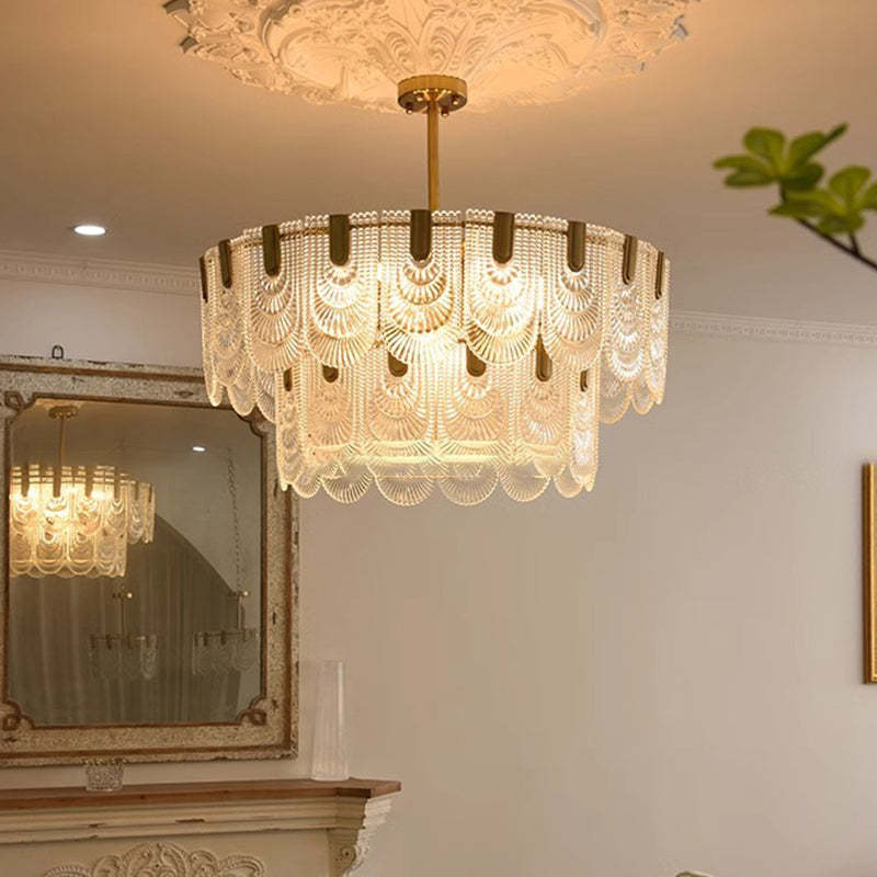 French Dome Double Layer Iron Glass Chandelier — 110V-120V For US/CA