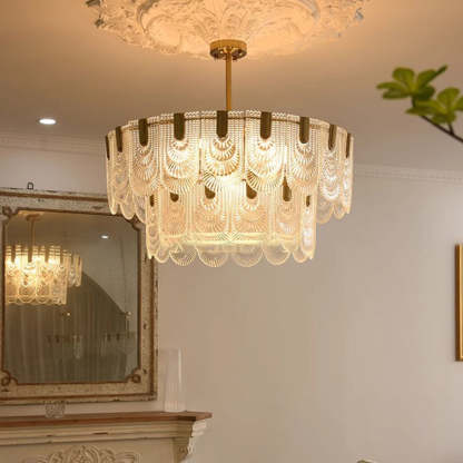 French Dome Double Layer Iron Glass Chandelier — 110V-120V For US/CA