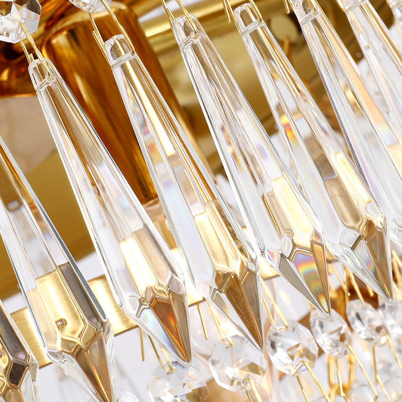 European Dome Cylindrical Candle Copper Crystal Chandelier