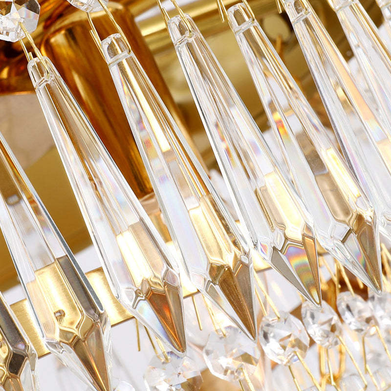 European Dome Cylindrical Candle Copper Crystal Chandelier