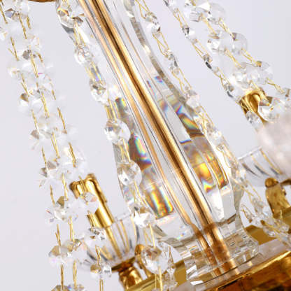 European Dome Cylindrical Candle Copper Crystal Chandelier