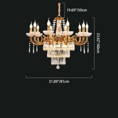 European Dome Cylindrical Candle Copper Crystal Chandelier — 220V-240V For UK/AU