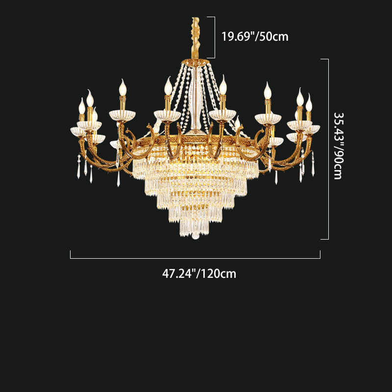 European Dome Cylindrical Candle Copper Crystal Chandelier — 220V-240V For UK/AU