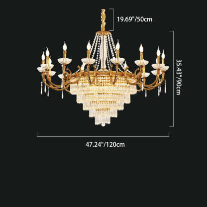 European Dome Cylindrical Candle Copper Crystal Chandelier — 220V-240V For UK/AU